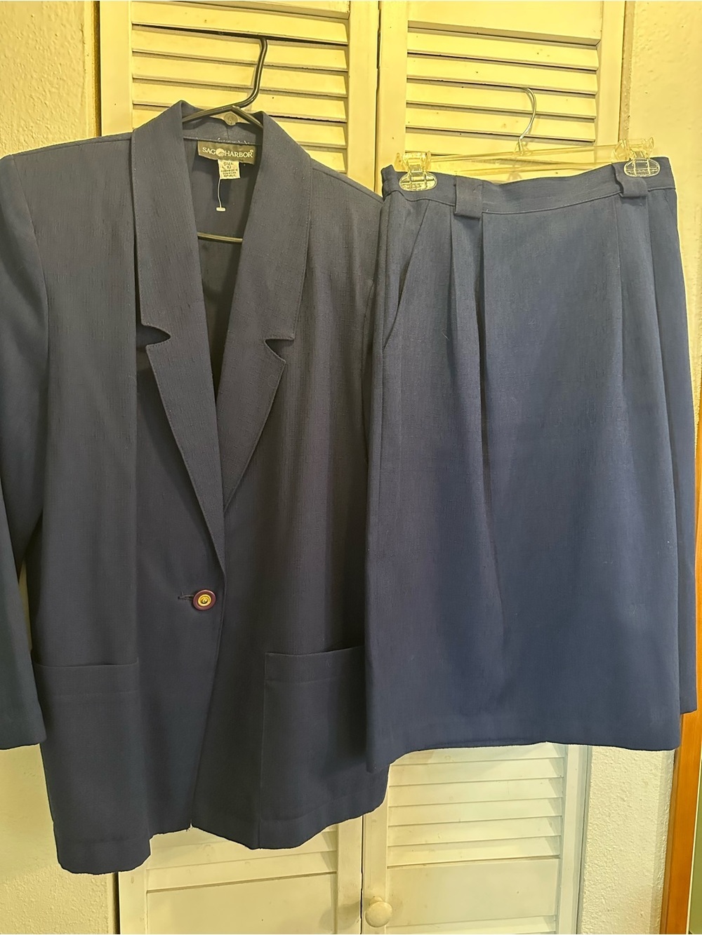 Sag Harbor Navy Blue Women's Blazer and Skirt Set